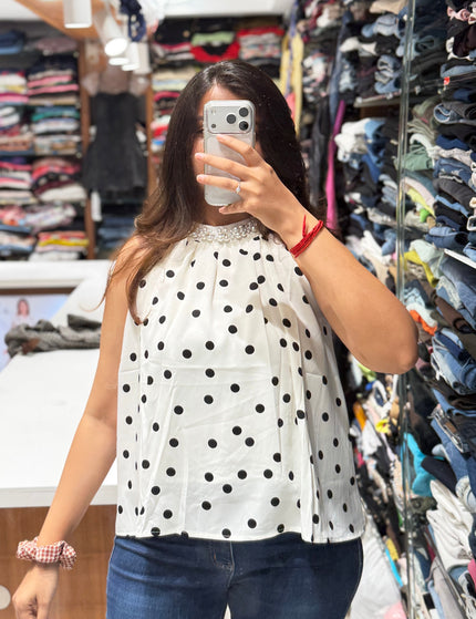 Pearl Polka Halter Top
