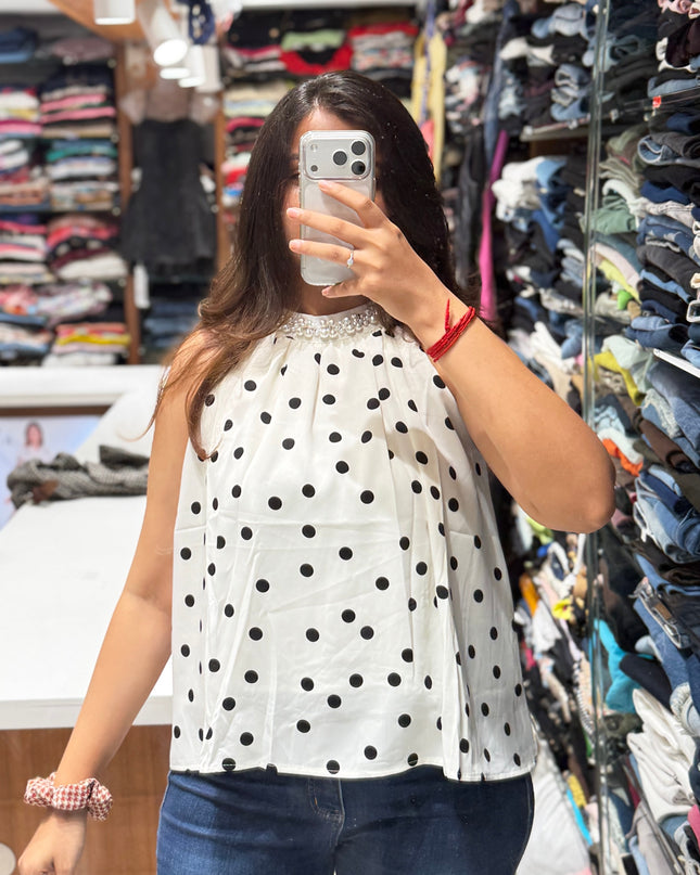 Pearl Polka Halter Top