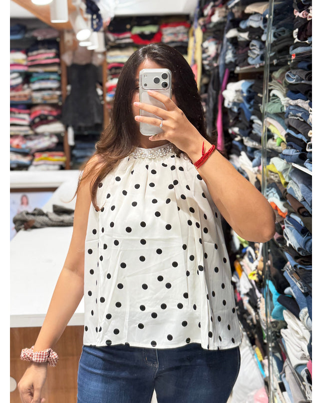 Pearl Polka Halter Top