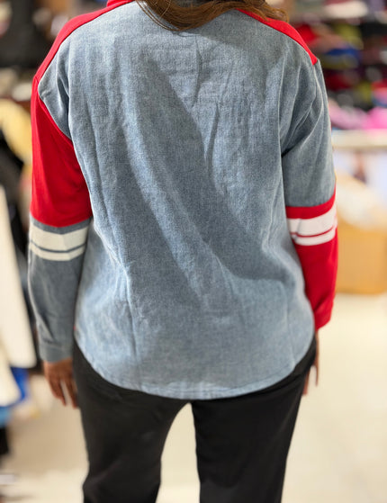 Denim Varsity Panel Shirt
