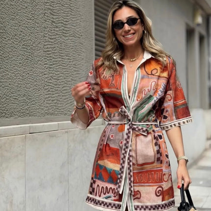 Riviera Abstract Shirt Dress
