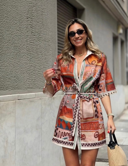 Riviera Abstract Shirt Dress