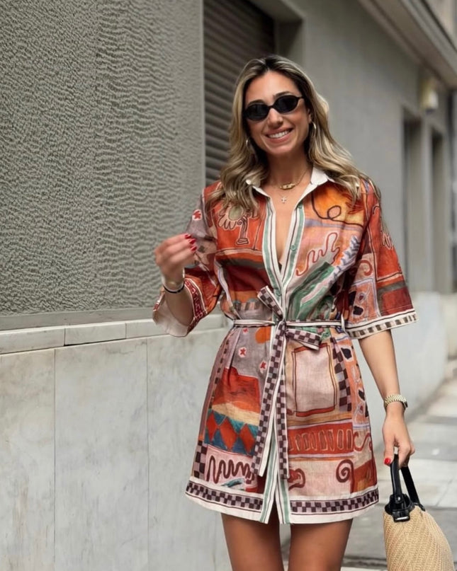 Riviera Abstract Shirt Dress