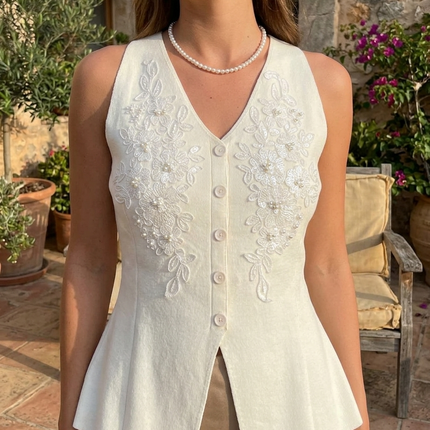 Floral Ribbed Vest Top