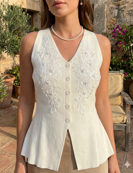 Floral Ribbed Vest Top
