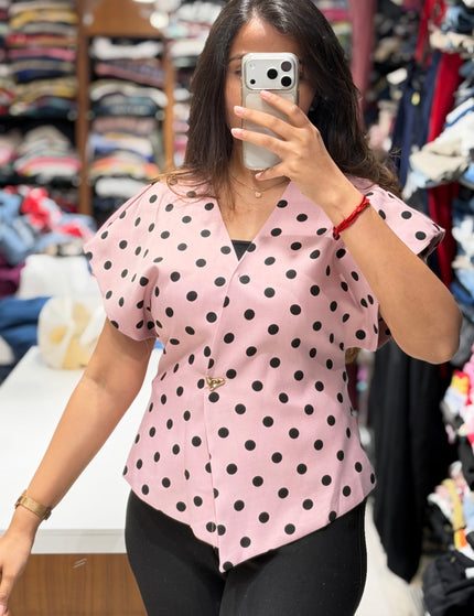 Polka Sculpt Wrap Top