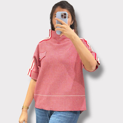 Gingham High-Neck Boxy Top