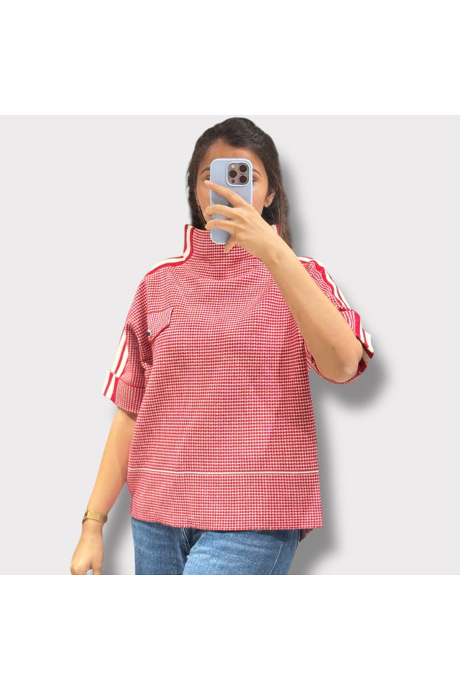 Gingham High-Neck Boxy Top