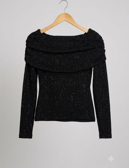 Midnight Shimmer Off-Shoulder Top