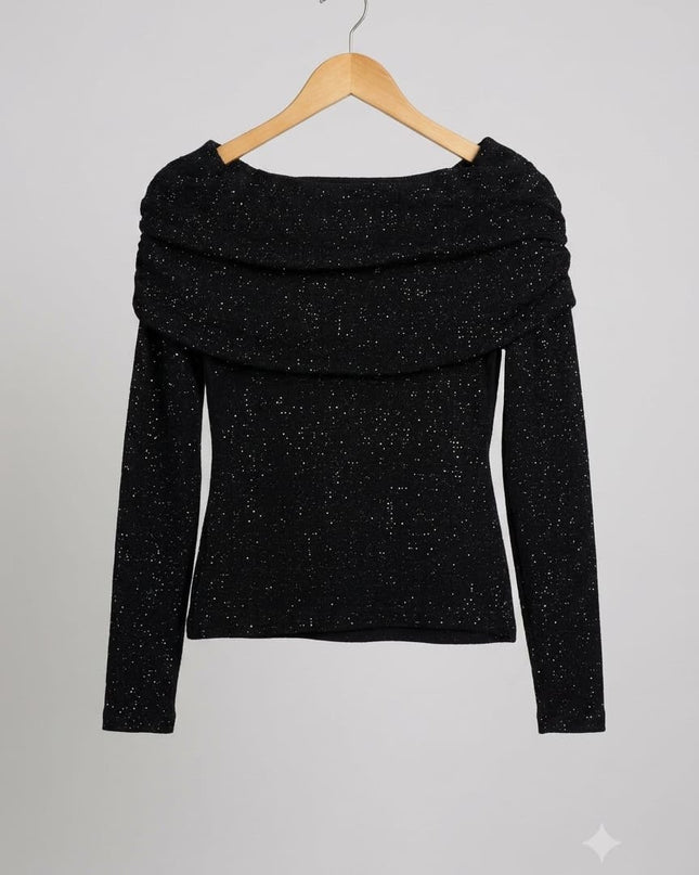 Midnight Shimmer Off-Shoulder Top