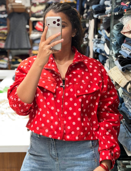Polka Dot Cropped Jacket
