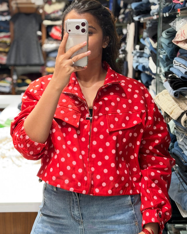 Polka Dot Cropped Jacket