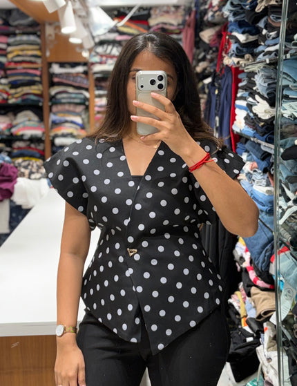 Polka Sculpt Wrap Top