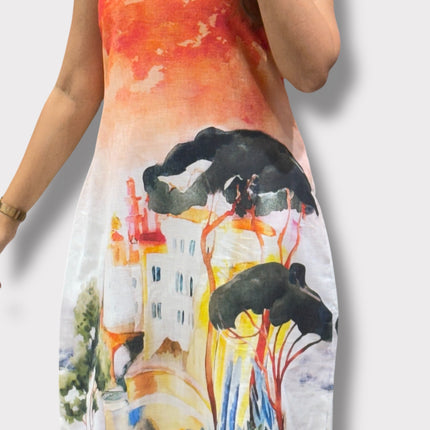 Sunset Vista Linen Shift Dress