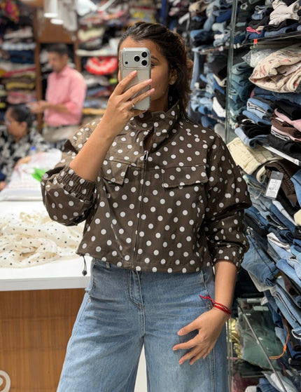 Polka Dot Cropped Jacket