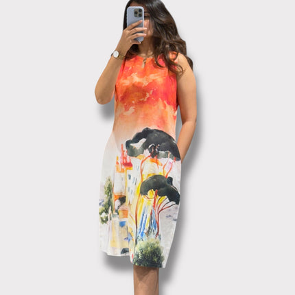 Sunset Vista Linen Shift Dress