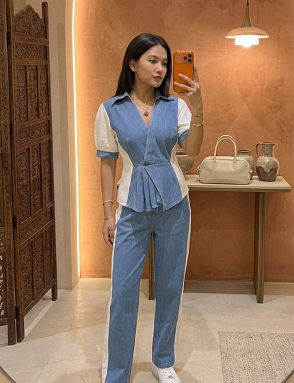 Denim Contrast Co-ord Set