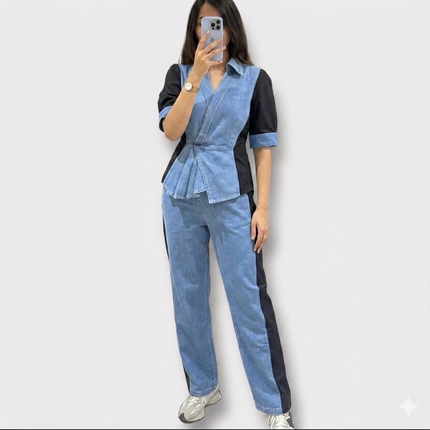 Denim Contrast Co-ord Set