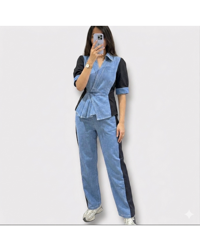 Denim Contrast Co-ord Set