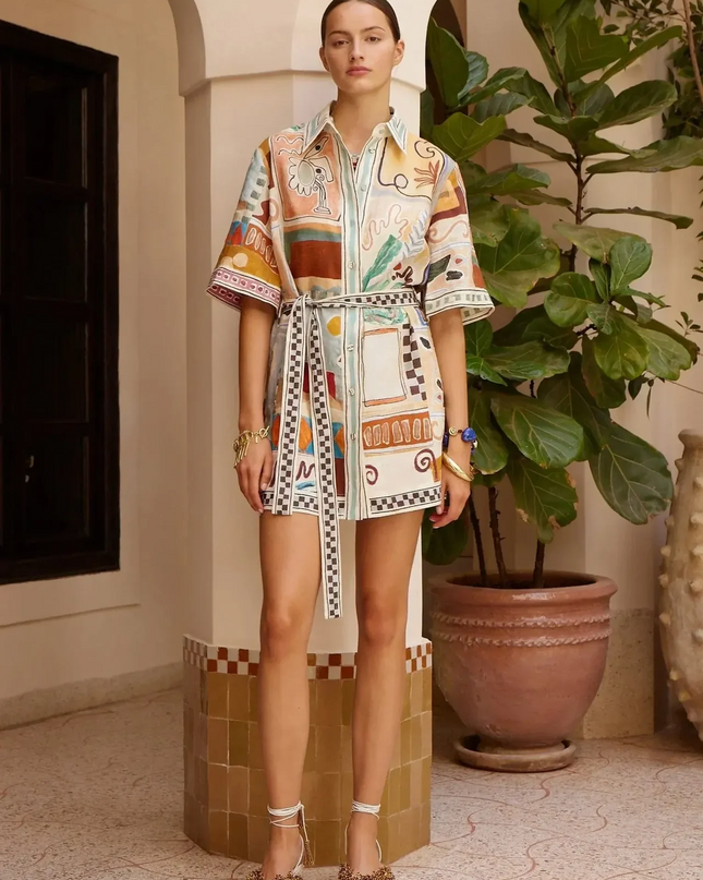 Riviera Abstract Shirt Dress