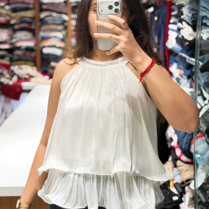 Cascade Pleat Halter Top