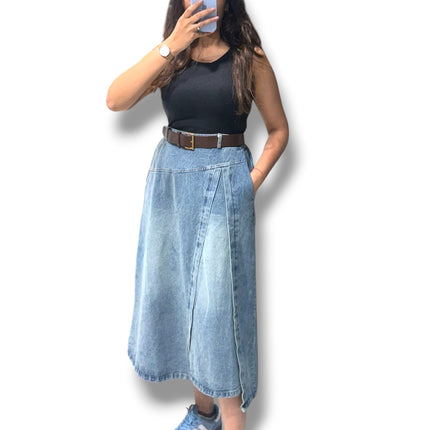 Off-Duty Denim Belted Dress