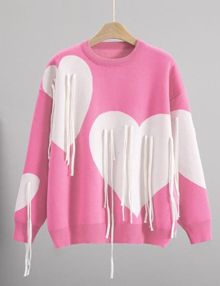 Heart Fringe Knit Top