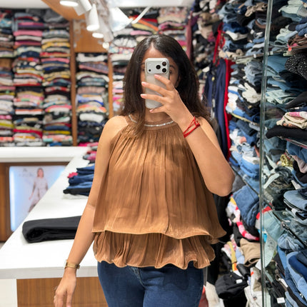 Cascade Pleat Halter Top