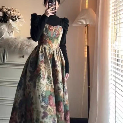 Printed Bustier Fit-and-Flare Dress