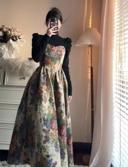 Printed Bustier Fit-and-Flare Dress