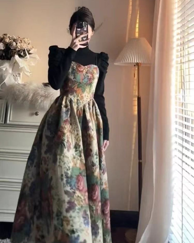 Printed Bustier Fit-and-Flare Dress