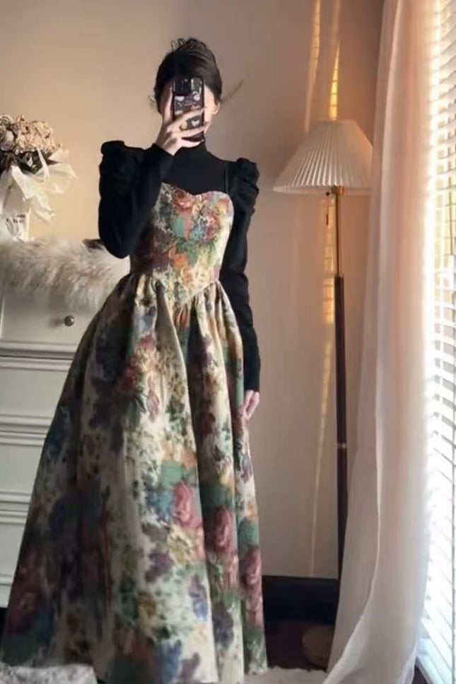 Printed Bustier Fit-and-Flare Dress