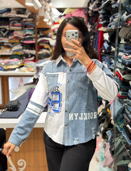 Denim Varsity Panel Shirt