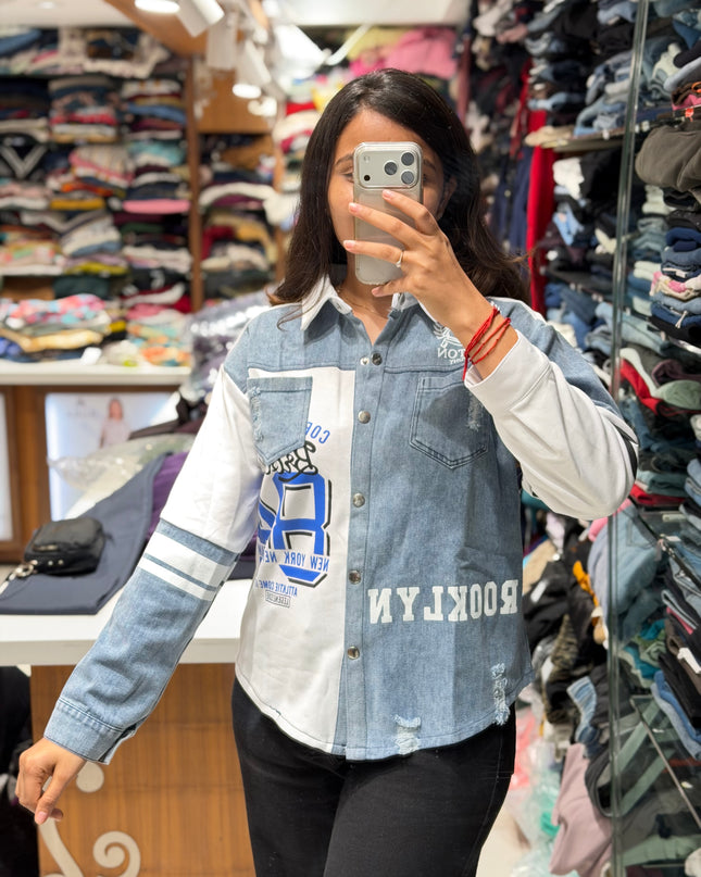 Denim Varsity Panel Shirt