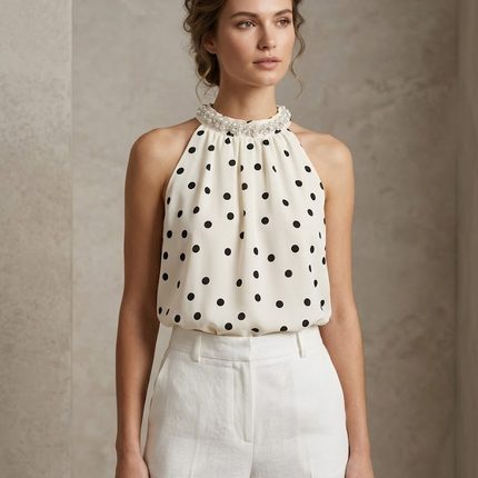 Pearl Polka Halter Top