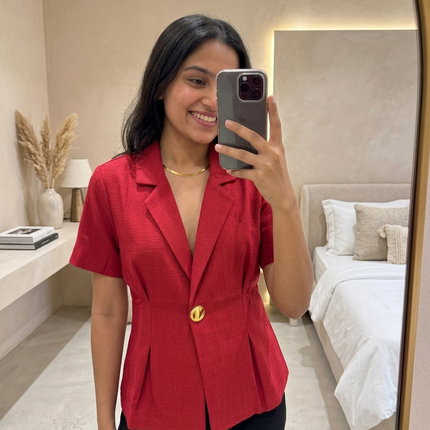 Waist-Cinch Blazer Top