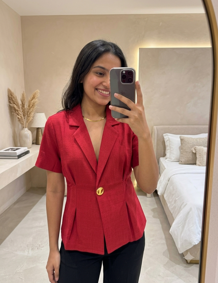 Waist-Cinch Blazer Top
