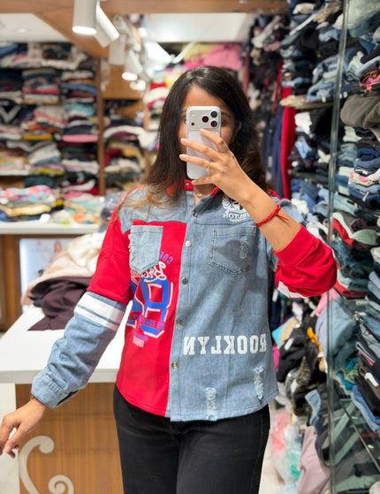 Denim Varsity Panel Shirt