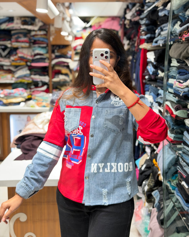 Denim Varsity Panel Shirt
