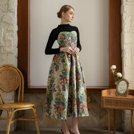 Printed Bustier Fit-and-Flare Dress