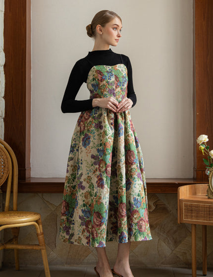 Printed Bustier Fit-and-Flare Dress