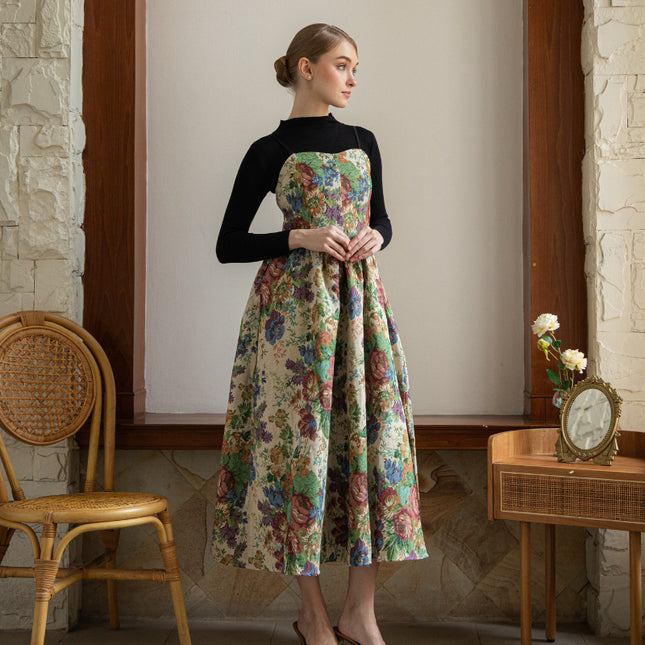 Printed Bustier Fit-and-Flare Dress