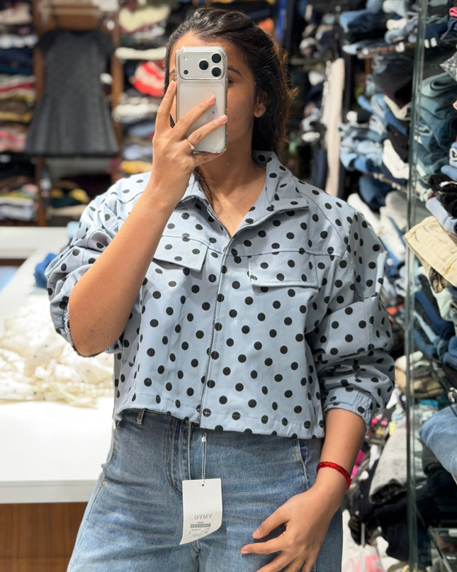 Polka Dot Cropped Jacket