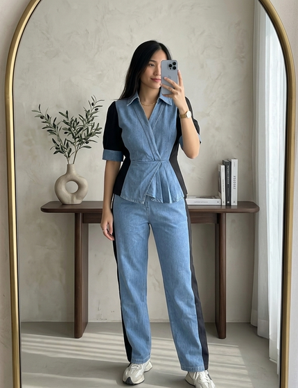 Denim Contrast Co-ord Set