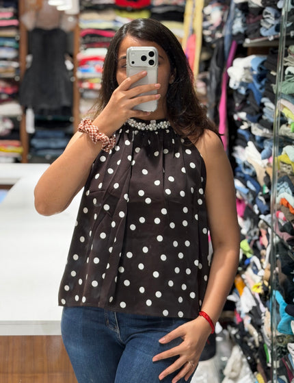 Pearl Polka Halter Top