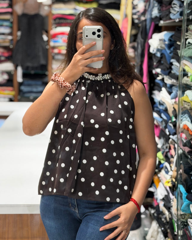 Pearl Polka Halter Top