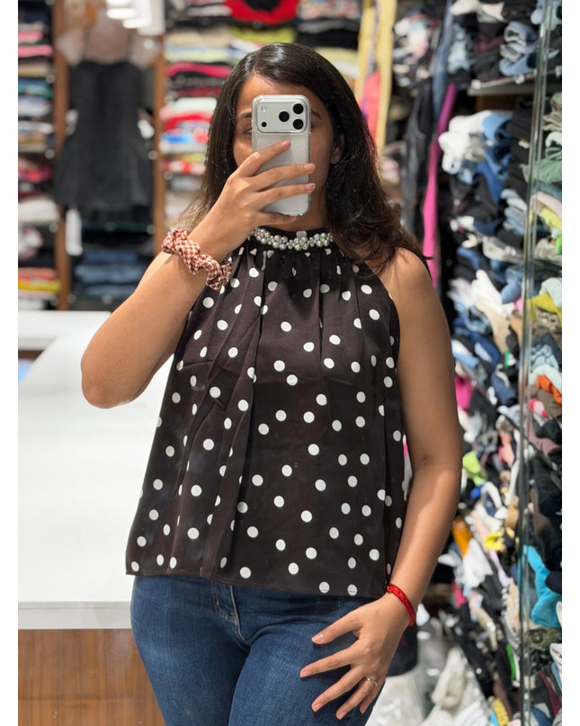 Pearl Polka Halter Top
