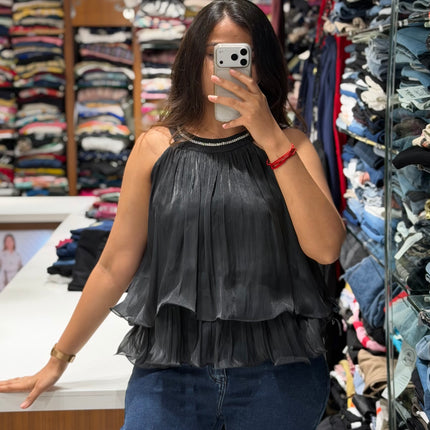 Cascade Pleat Halter Top
