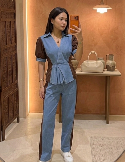 Denim Contrast Co-ord Set