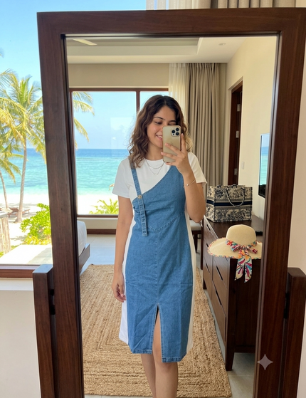 Sculpt Denim Contrast Dress